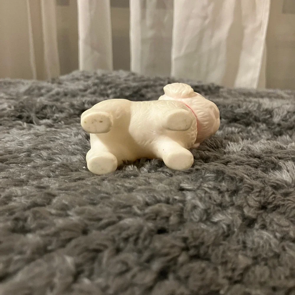 Toysmith Bitty Buddies Farm Fresh Carry-Along Critter white‎ puppy dog figurine